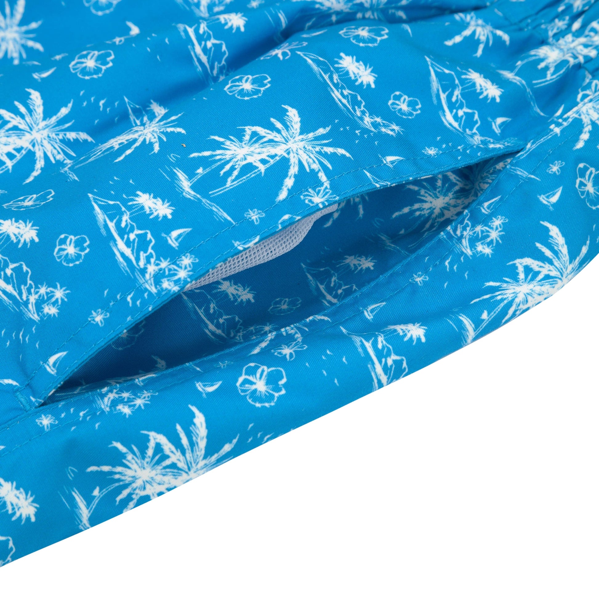 Rokka&Rolla Men's Swim Trunks with Compression Liner 7" Bathing Suit Quick Dry Board Shorts - Blue Tropical Print Rokka&Rolla