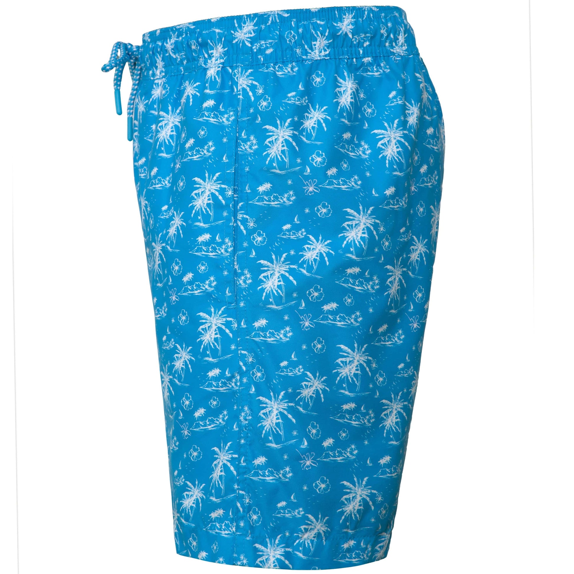 Rokka&Rolla Men's Swim Trunks with Compression Liner 7" Bathing Suit Quick Dry Board Shorts - Blue Tropical Print Rokka&Rolla