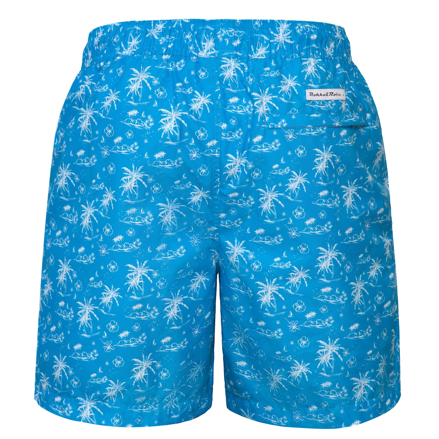Rokka&Rolla Men's Swim Trunks with Compression Liner 7" Bathing Suit Quick Dry Board Shorts - Blue Tropical Print Rokka&Rolla