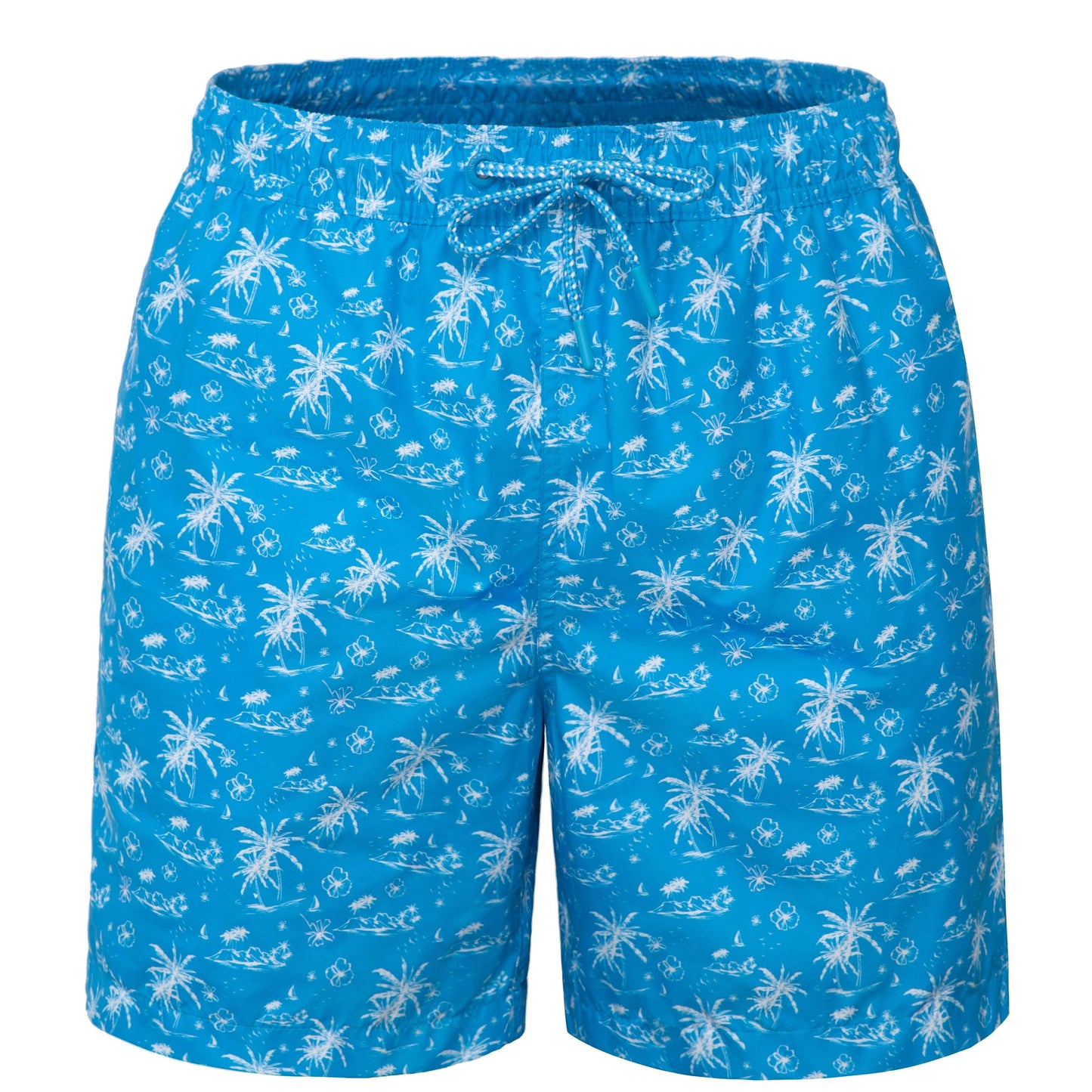 Rokka&Rolla Men's Swim Trunks with Compression Liner 7" Bathing Suit Quick Dry Board Shorts - Blue Tropical Print Rokka&Rolla
