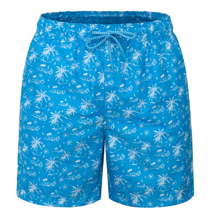 Rokka&Rolla Men's Swim Trunks with Compression Liner 7" Bathing Suit Quick Dry Board Shorts - Blue Tropical Print Rokka&Rolla