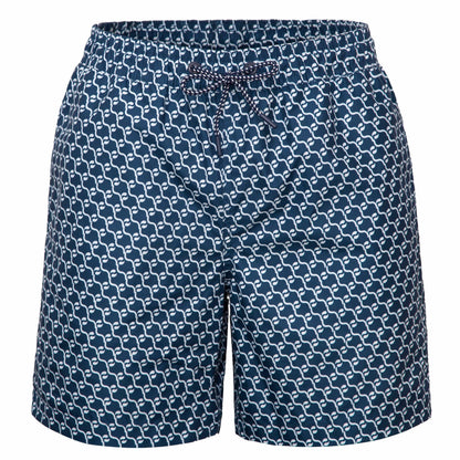 Rokka&Rolla Men's Swim Trunks with Compression Liner 7" Bathing Suit Quick Dry Board Shorts - Navy Print Rokka&Rolla