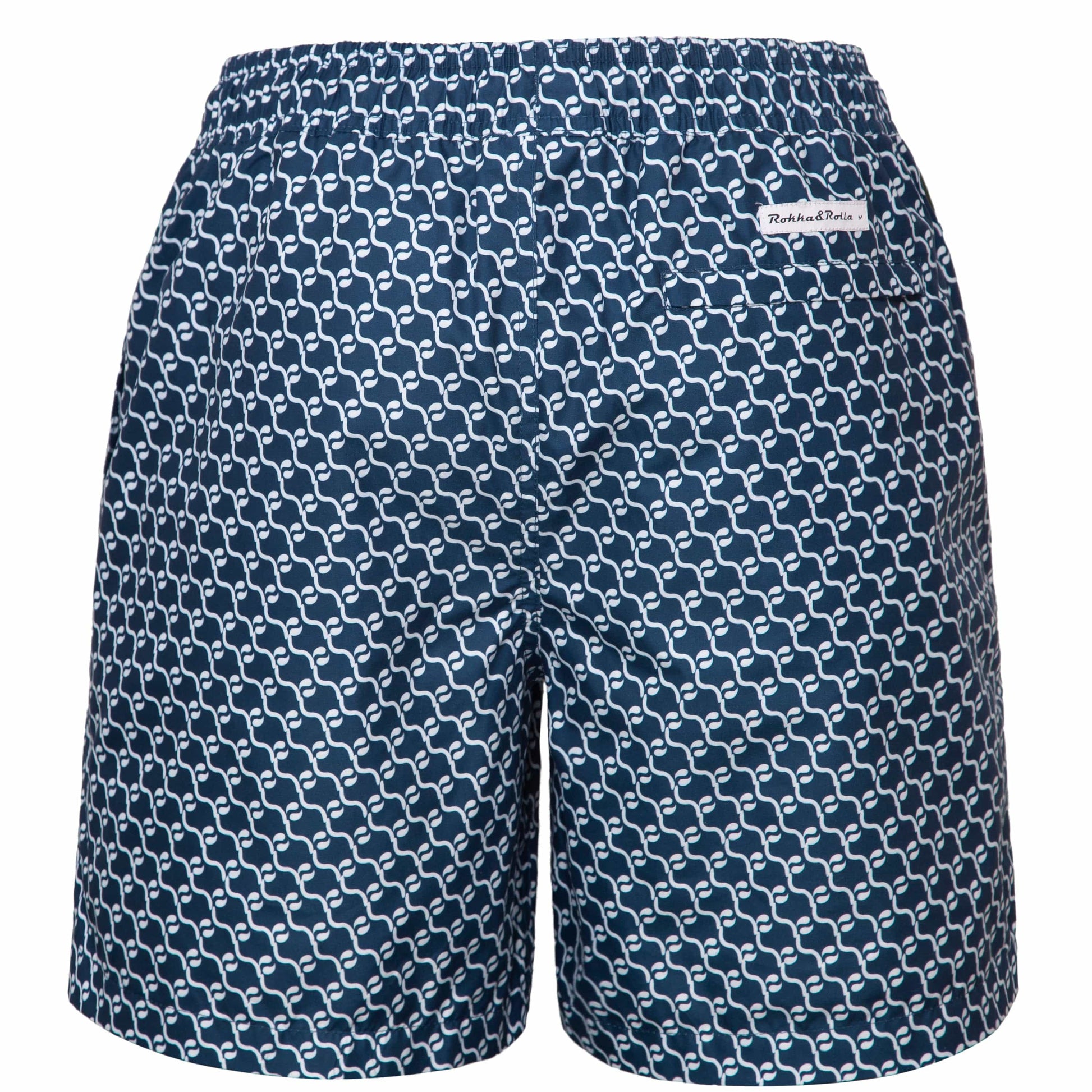 Rokka&Rolla Men's Swim Trunks with Compression Liner 7" Bathing Suit Quick Dry Board Shorts - Navy Print Rokka&Rolla