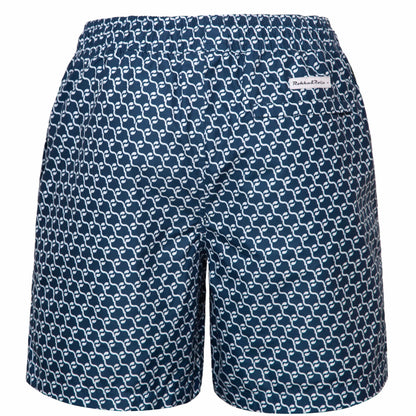 Rokka&Rolla Men's Swim Trunks with Compression Liner 7" Bathing Suit Quick Dry Board Shorts - Navy Print Rokka&Rolla