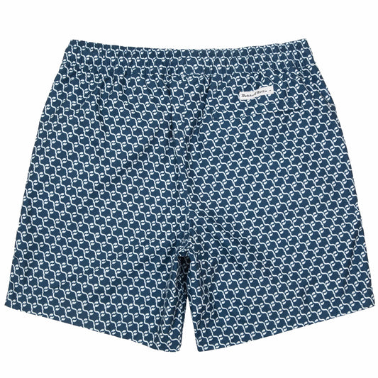 Rokka&Rolla Men's Swim Trunks with Compression Liner 7" Bathing Suit Quick Dry Board Shorts - Navy Print Rokka&Rolla