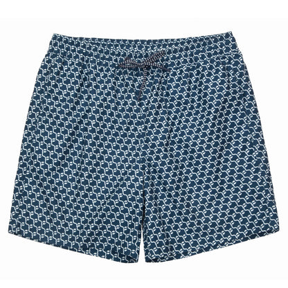 Rokka&Rolla Men's Swim Trunks with Compression Liner 7" Bathing Suit Quick Dry Board Shorts - Navy Print S Rokka&Rolla