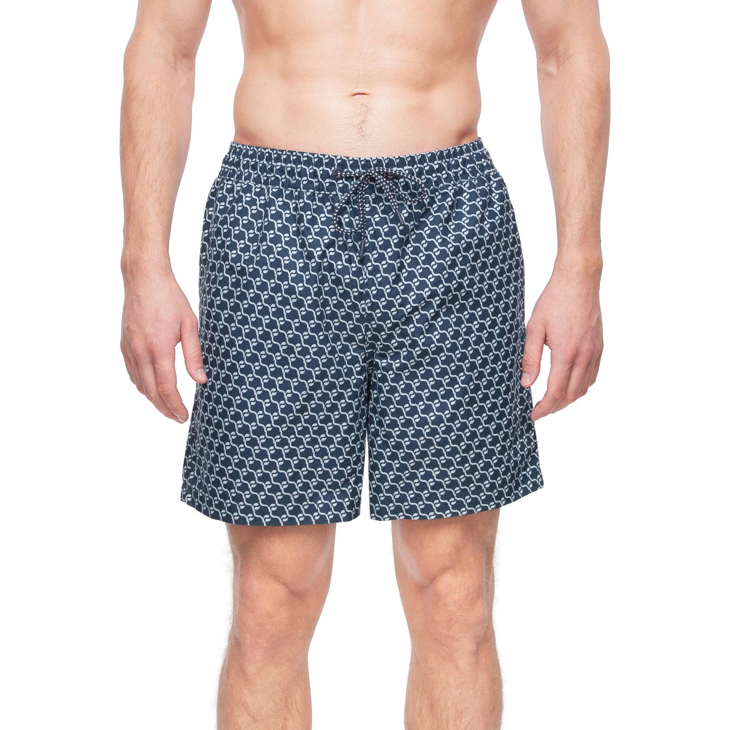 Rokka&Rolla Men's Swim Trunks with Compression Liner 7" Bathing Suit Quick Dry Board Shorts - Navy Print Swimwear Rokka&Rolla
