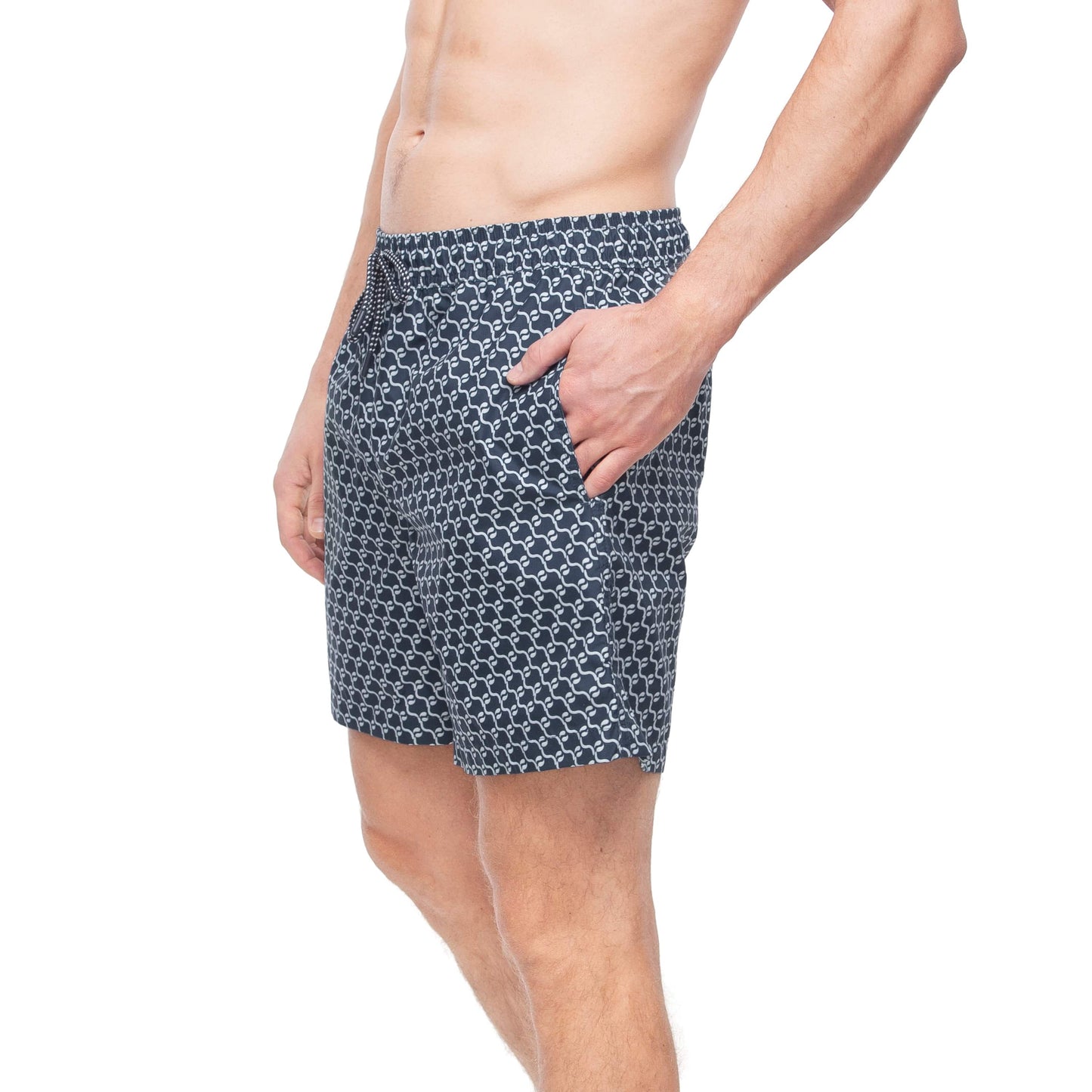 Rokka&Rolla Men's Swim Trunks with Compression Liner 7" Bathing Suit Quick Dry Board Shorts - Navy Print Swimwear Rokka&Rolla