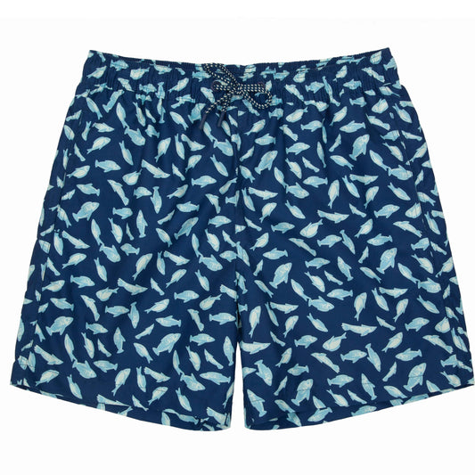 Rokka&Rolla Men's Swim Trunks with Compression Liner 7" Bathing Suit Quick Dry Board Shorts - Ocean Print S Rokka&Rolla