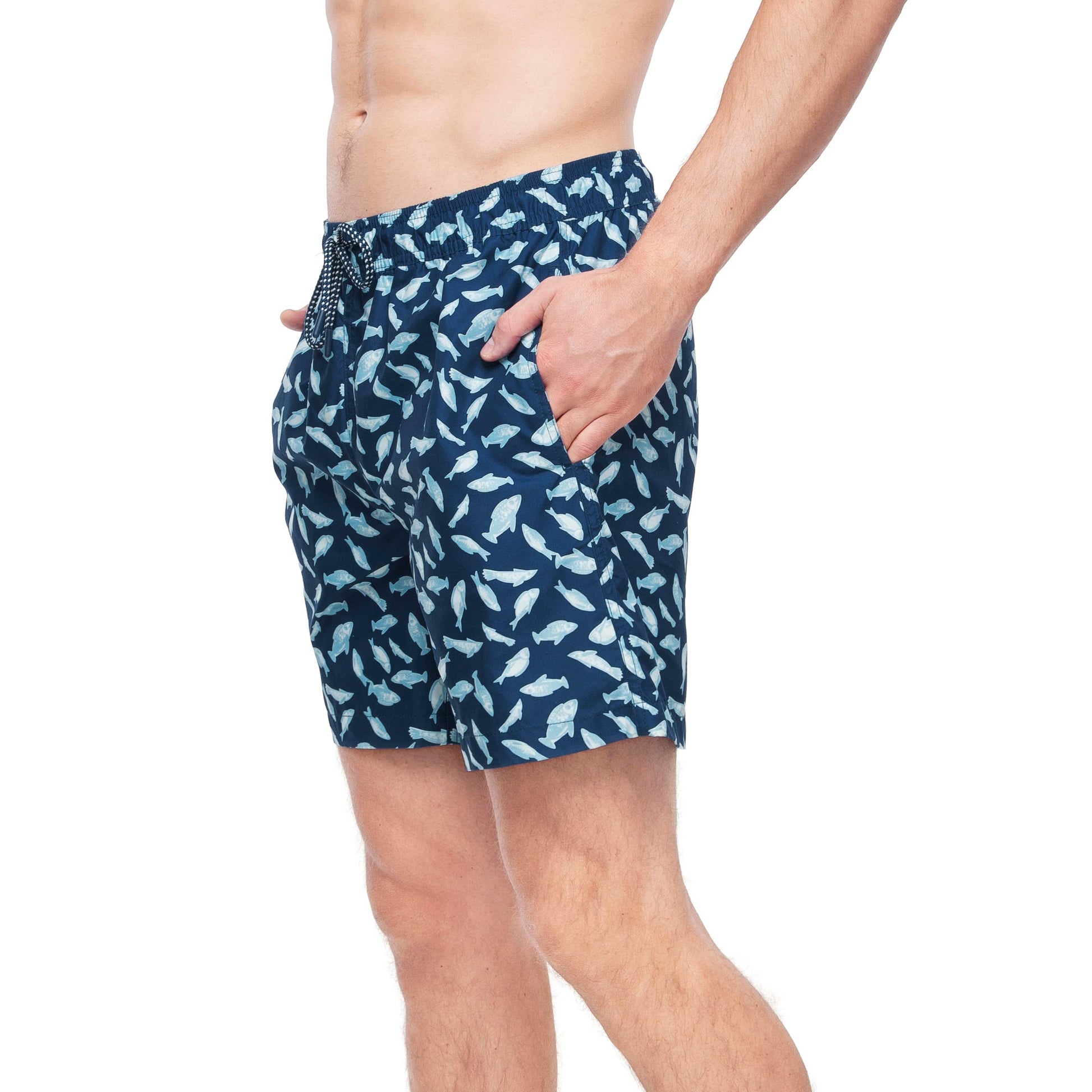 Rokka&Rolla Men's Swim Trunks with Compression Liner 7" Bathing Suit Quick Dry Board Shorts - Ocean Print Swimwear Rokka&Rolla