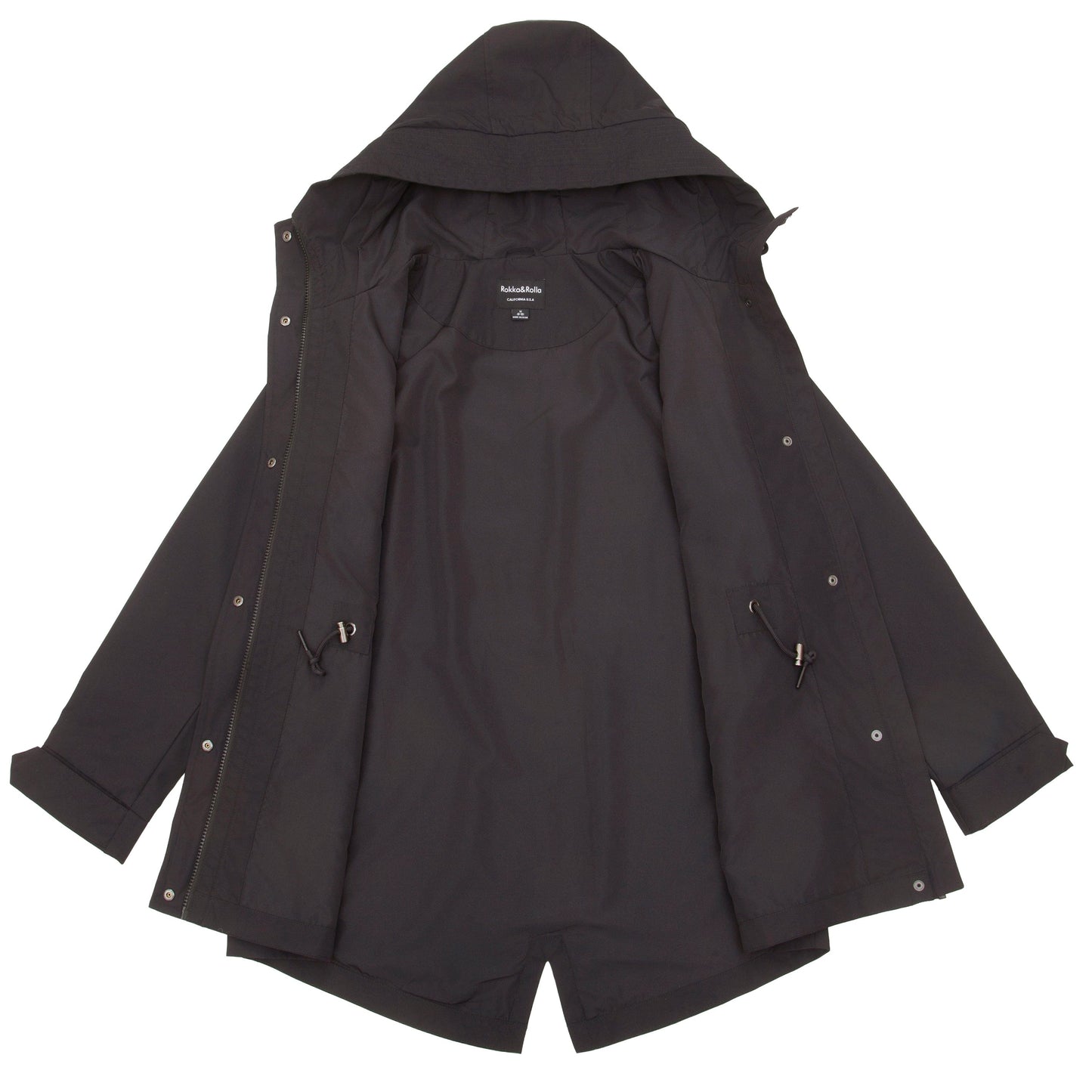 Rokka&Rolla Women's Water-Resistant Anorak Hooded Windbreaker Rain Jacket Transitional Trench Coat - Black Coats & Jackets Rokka&Rolla
