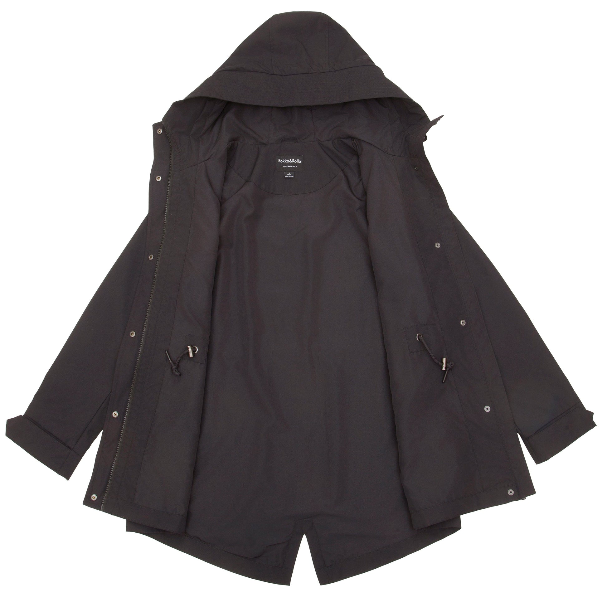 Rokka&Rolla Women's Water-Resistant Anorak Hooded Windbreaker Rain Jacket Transitional Trench Coat - Black Coats & Jackets Rokka&Rolla