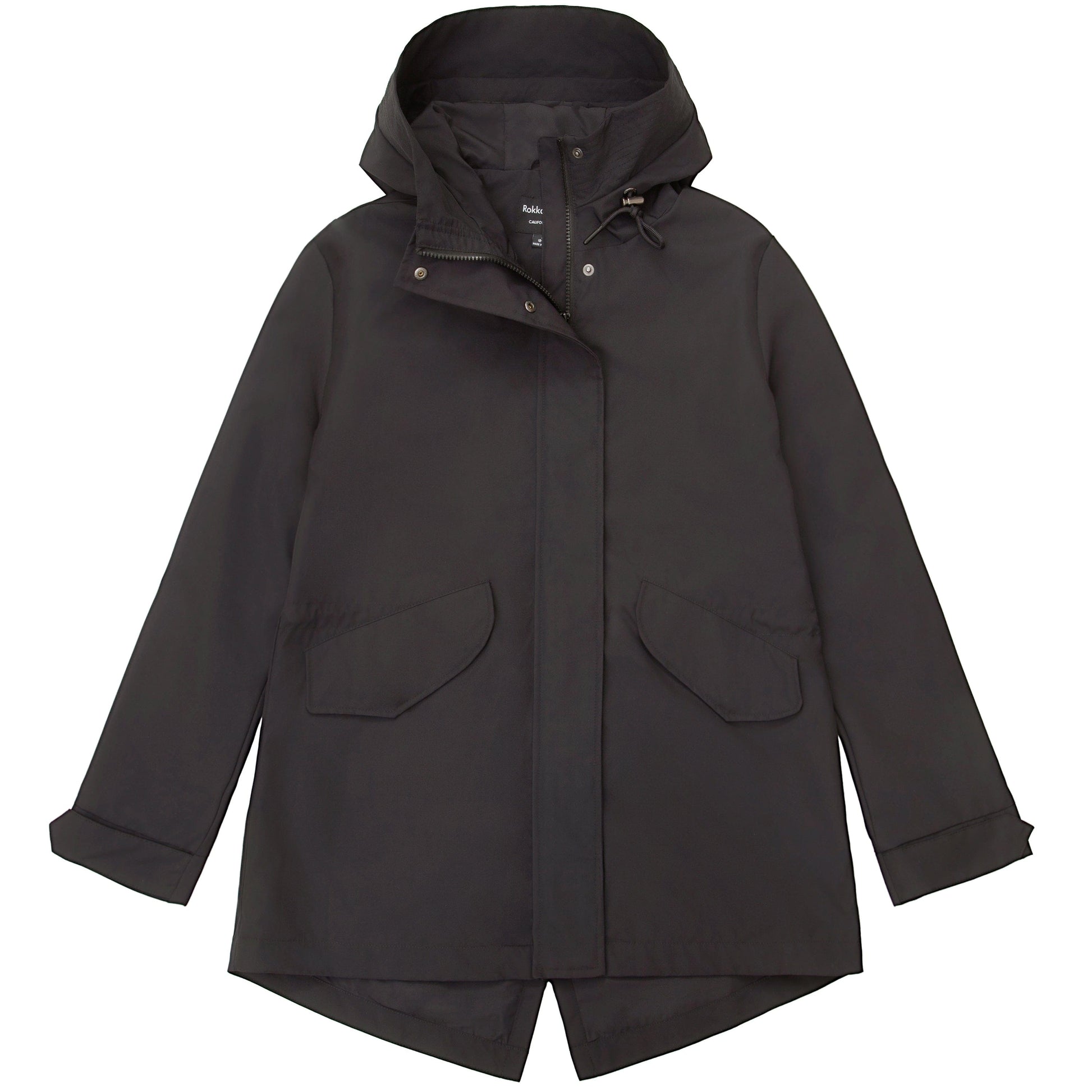 Rokka&Rolla Women's Water-Resistant Anorak Hooded Windbreaker Rain Jacket Transitional Trench Coat - Black Coats & Jackets Rokka&Rolla