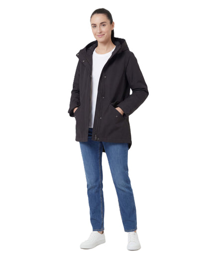 Rokka&Rolla Women's Water-Resistant Anorak Hooded Windbreaker Rain Jacket Transitional Trench Coat - Black Coats & Jackets Rokka&Rolla