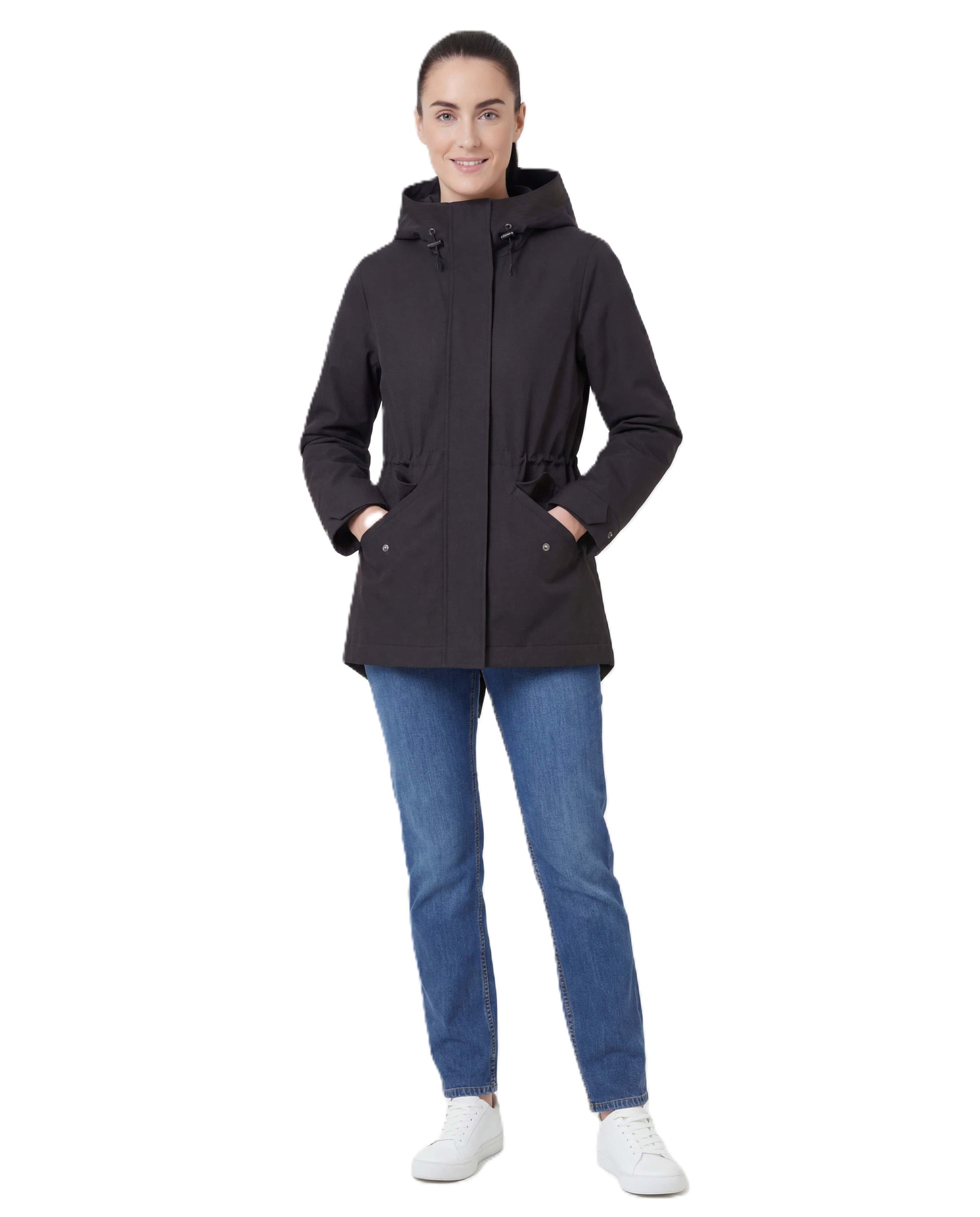Rokka&Rolla Women's Water-Resistant Anorak Hooded Windbreaker Rain Jacket Transitional Trench Coat - Black Coats & Jackets Rokka&Rolla
