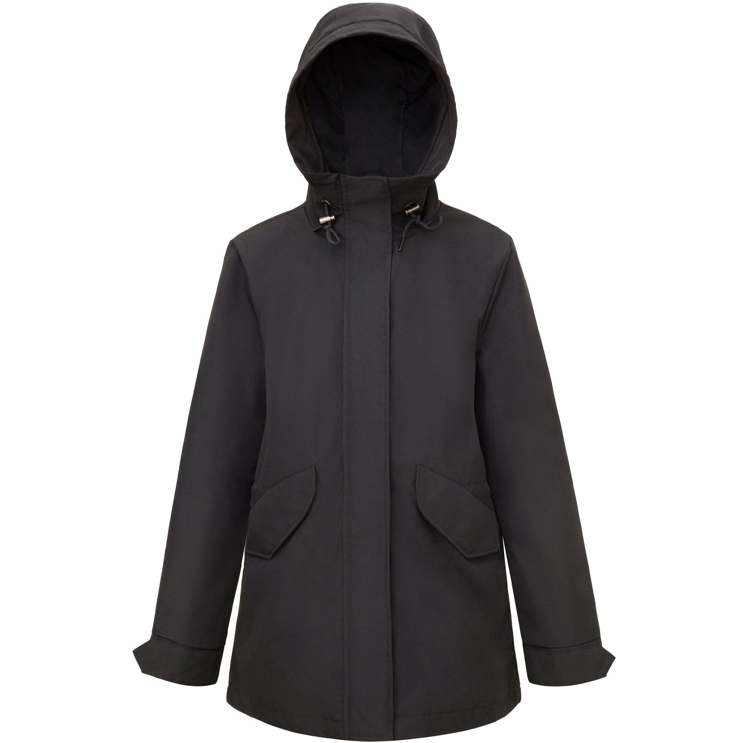 Rokka&Rolla Women's Water-Resistant Anorak Hooded Windbreaker Rain Jacket Transitional Trench Coat - Black Coats & Jackets S Rokka&Rolla
