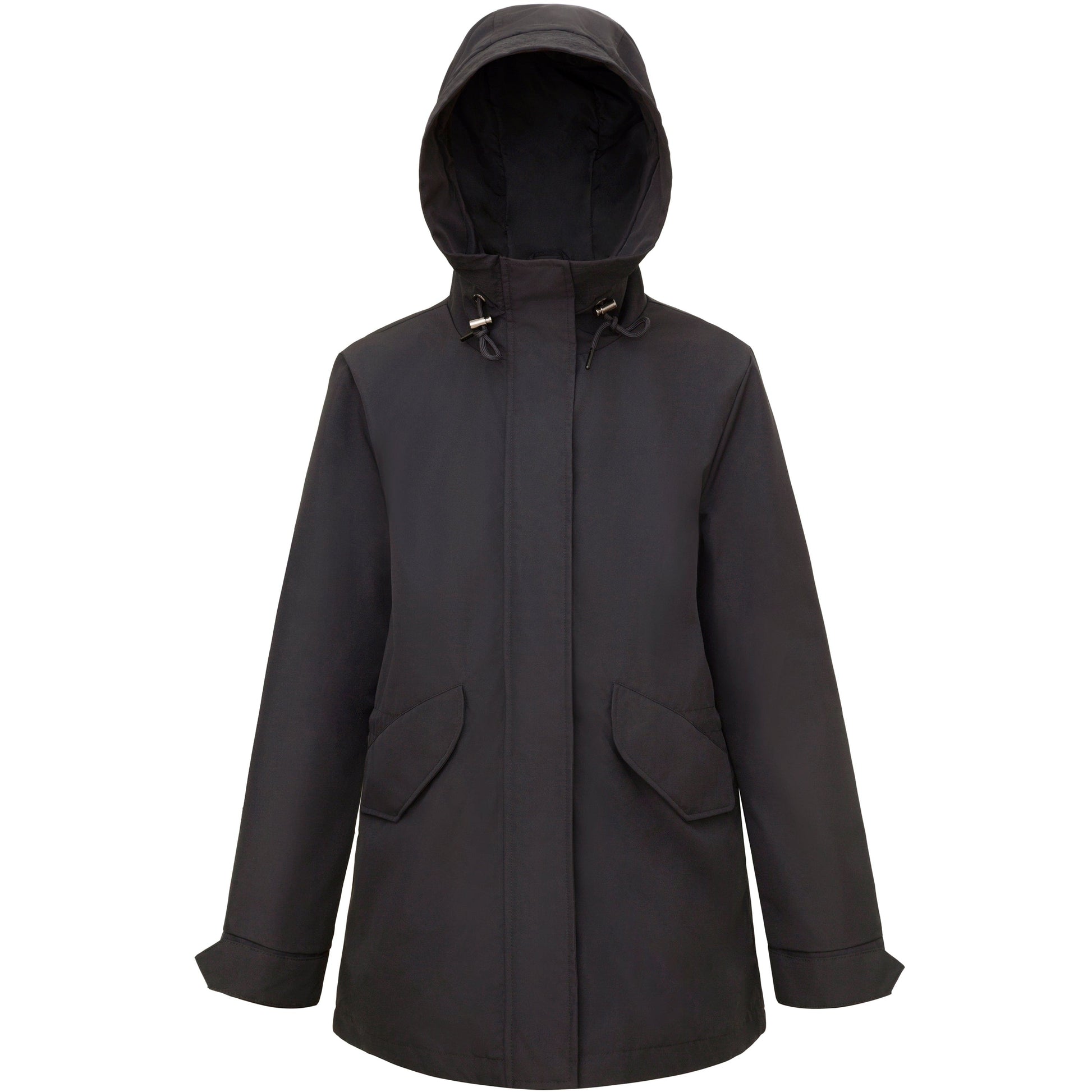 Rokka&Rolla Women's Water-Resistant Anorak Hooded Windbreaker Rain Jacket Transitional Trench Coat - Black Coats & Jackets S Rokka&Rolla