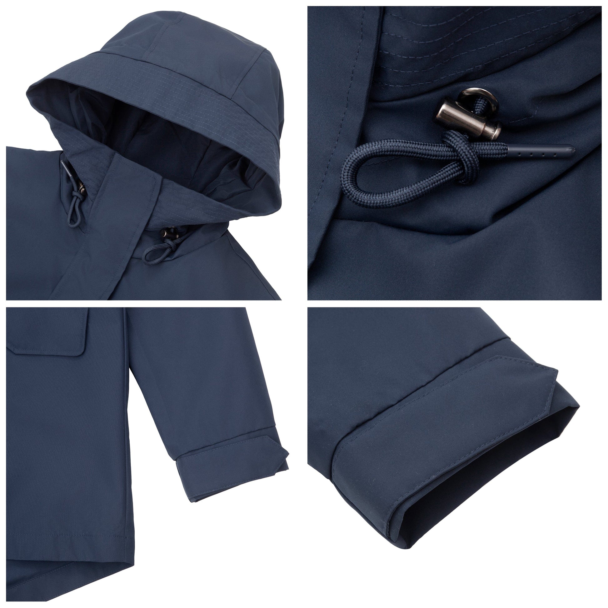 Rokka&Rolla Women's Water-Resistant Anorak Hooded Windbreaker Rain Jacket Transitional Trench Coat - Navy Coats & Jackets Rokka&Rolla