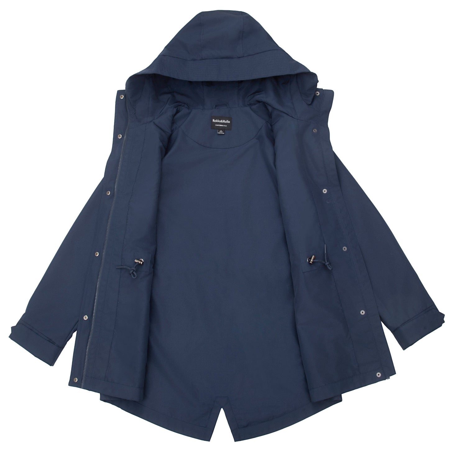 Rokka&Rolla Women's Water-Resistant Anorak Hooded Windbreaker Rain Jacket Transitional Trench Coat - Navy Coats & Jackets Rokka&Rolla