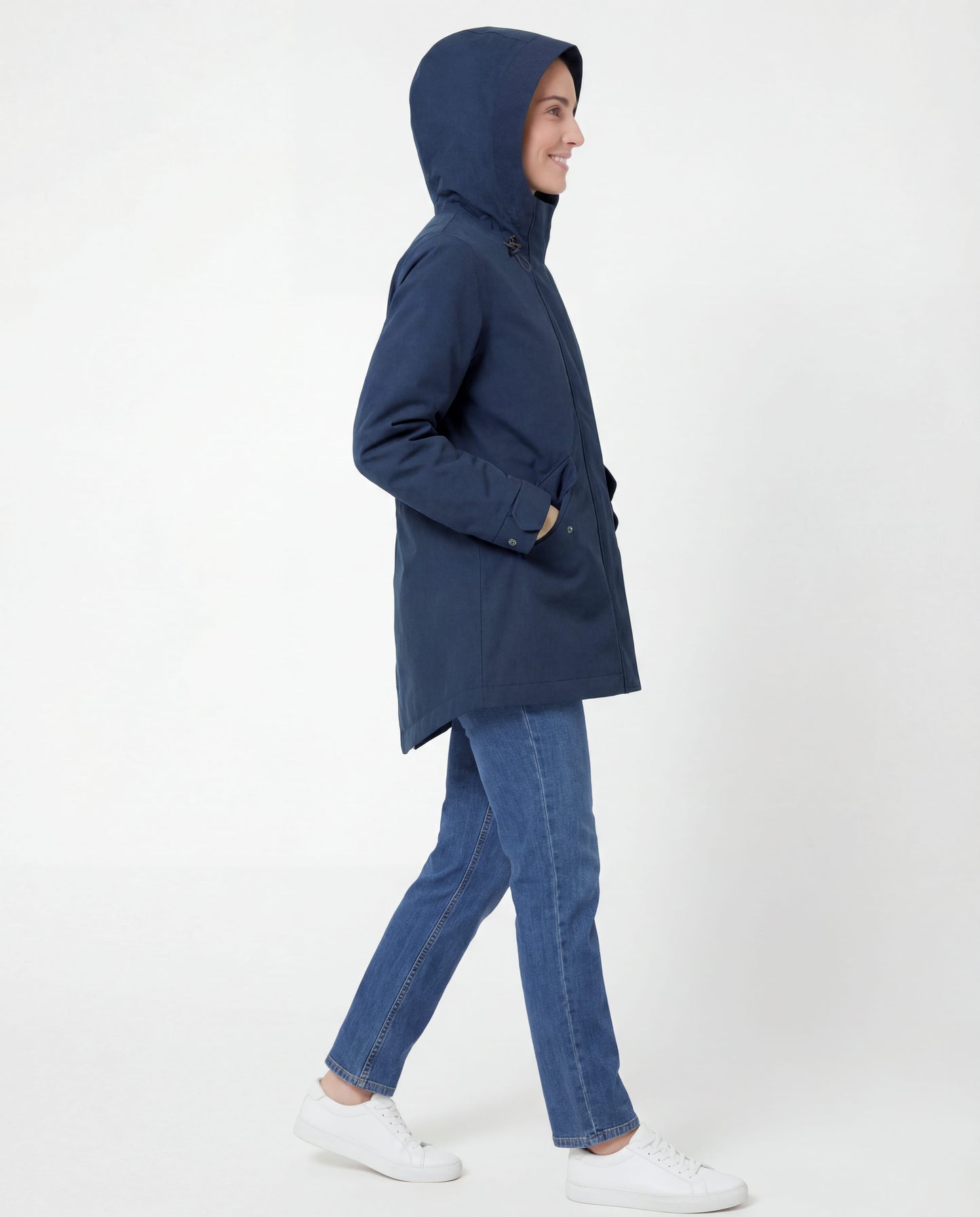 Rokka&Rolla Women's Water-Resistant Anorak Hooded Windbreaker Rain Jacket Transitional Trench Coat - Navy Coats & Jackets Rokka&Rolla