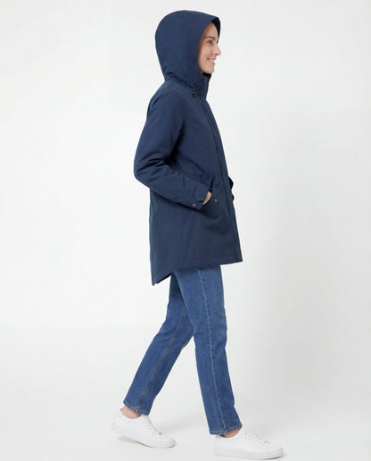 Rokka&Rolla Women's Water-Resistant Anorak Hooded Windbreaker Rain Jacket Transitional Trench Coat - Navy Coats & Jackets Rokka&Rolla