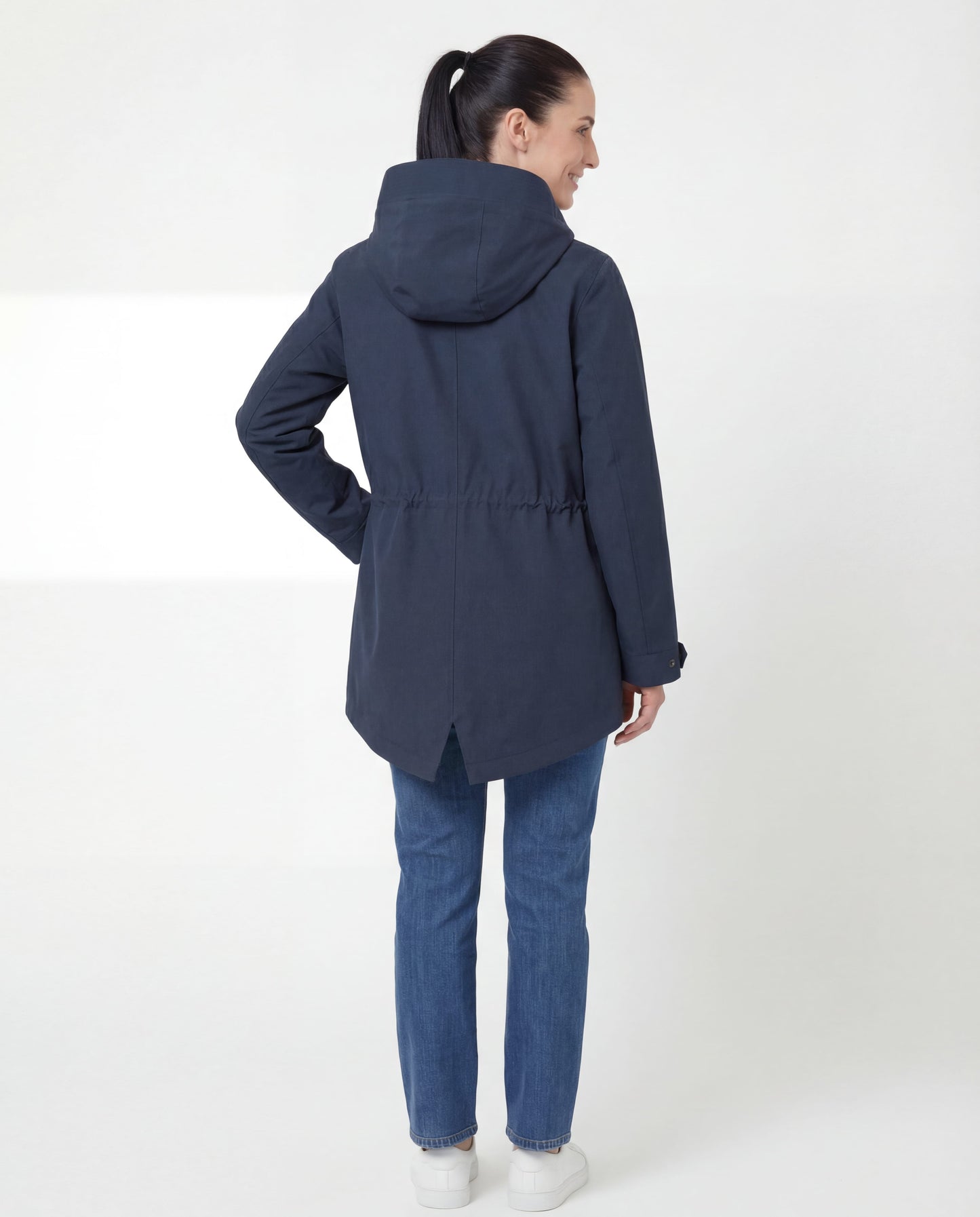 Rokka&Rolla Women's Water-Resistant Anorak Hooded Windbreaker Rain Jacket Transitional Trench Coat - Navy Coats & Jackets Rokka&Rolla