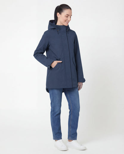 Rokka&Rolla Women's Water-Resistant Anorak Hooded Windbreaker Rain Jacket Transitional Trench Coat - Navy Coats & Jackets Rokka&Rolla