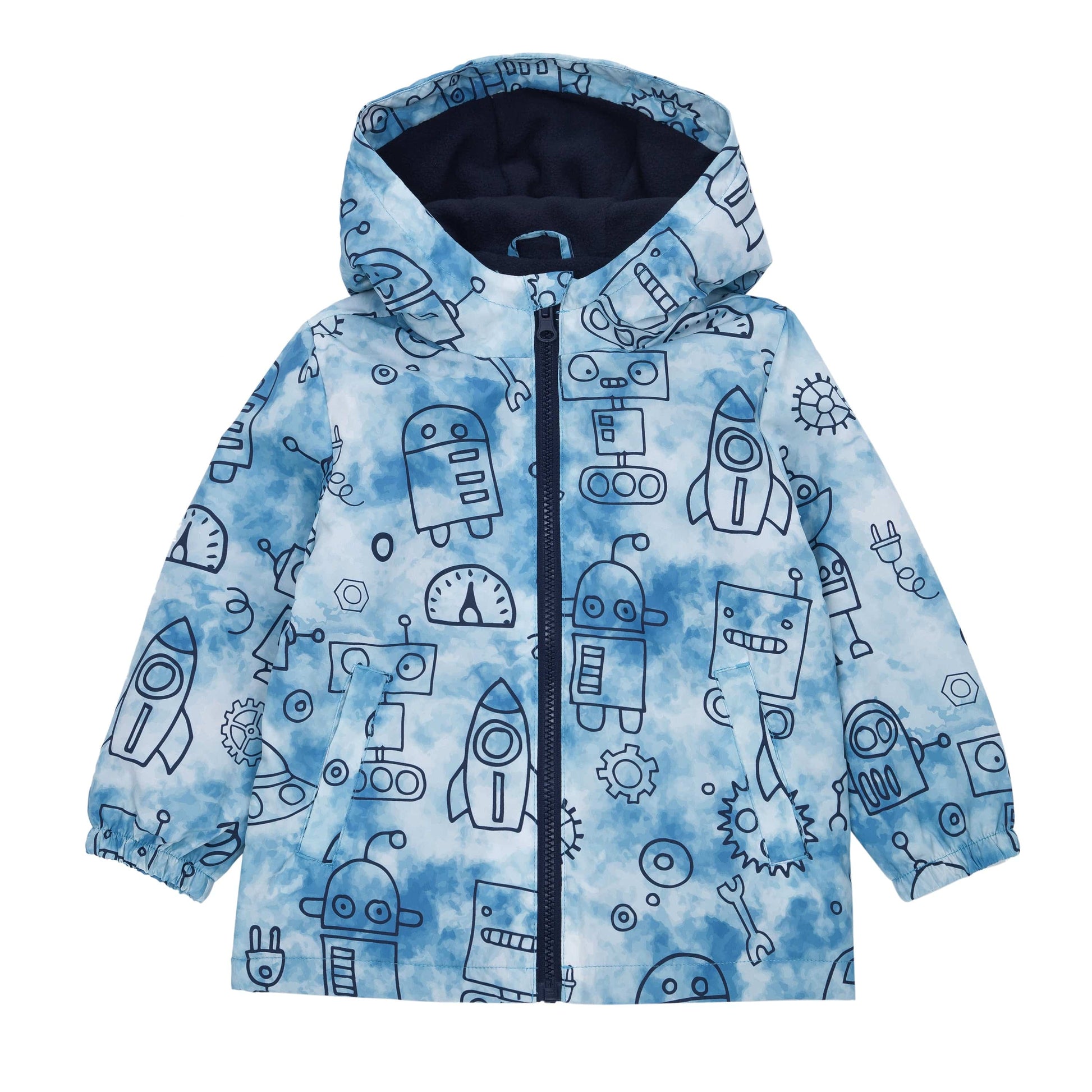 Toddler Boys' Outdoor Fleece Lined Cozy Light Windproof Jacket with Hood Coats & Jackets 2T / ROBOT Rokka & Rolla