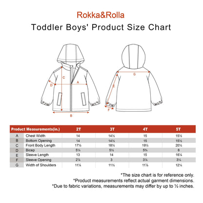 Toddler Boys' Outdoor Fleece Lined Cozy Light Windproof Jacket with Hood - Rokka&Rolla