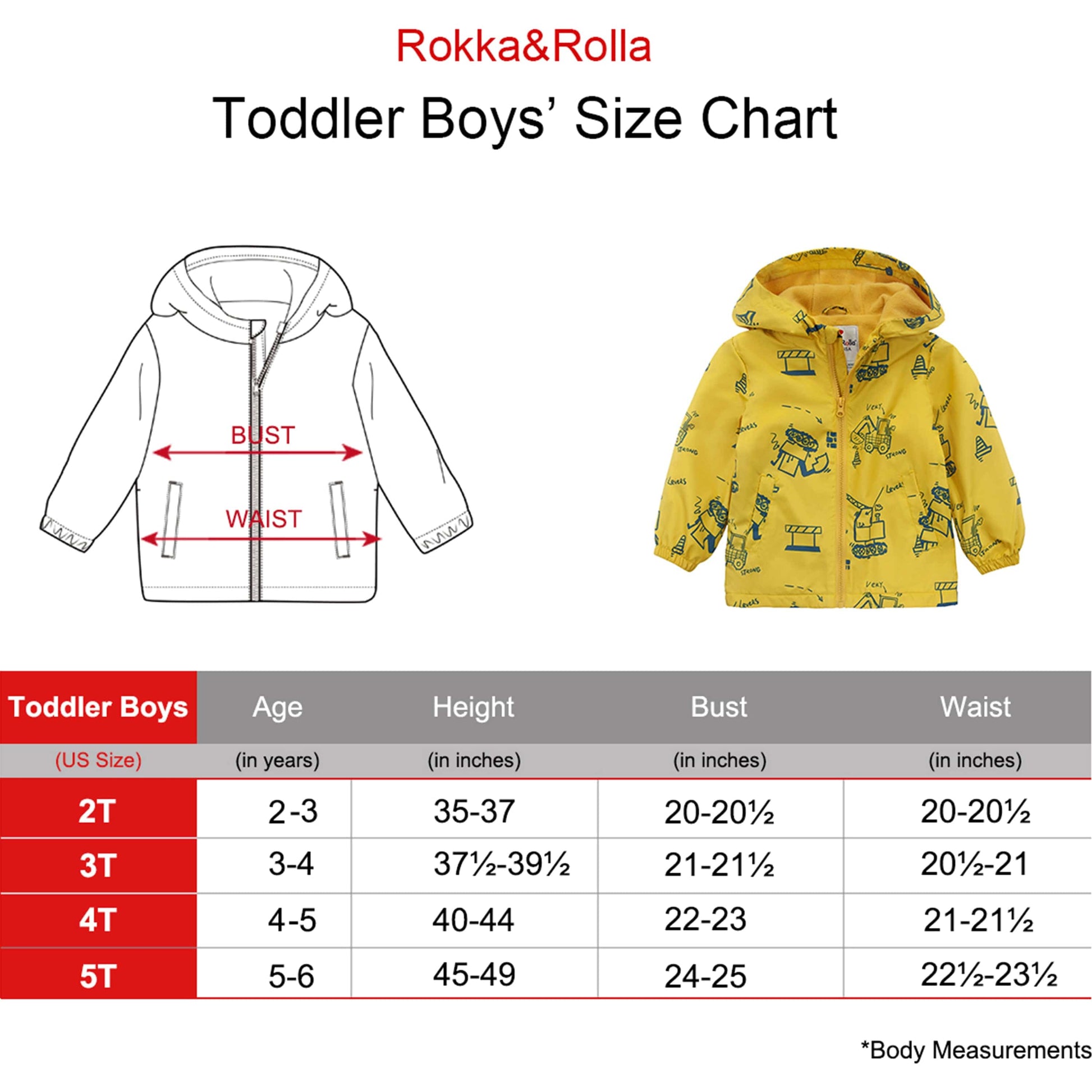 Toddler Boys' Outdoor Fleece Lined Cozy Light Windproof Jacket with Hood Coats & Jackets Rokka & Rolla