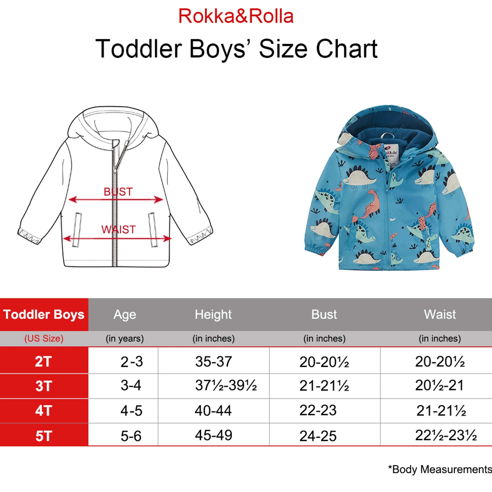 Toddler Boys' Outdoor Fleece Lined Cozy Light Windproof Jacket with Hood Coats & Jackets Rokka & Rolla