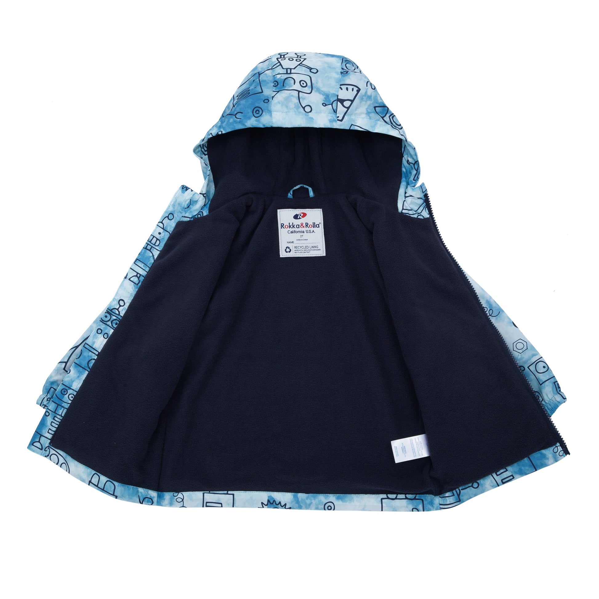 Toddler Boys' Outdoor Fleece Lined Cozy Light Windproof Jacket with Hood Coats & Jackets Rokka & Rolla