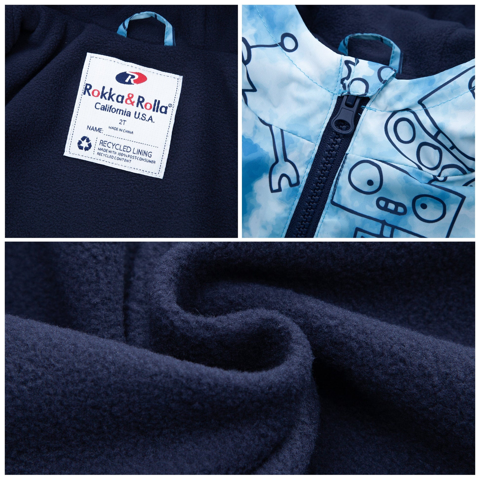 Toddler Boys' Outdoor Fleece Lined Cozy Light Windproof Jacket with Hood Coats & Jackets Rokka & Rolla