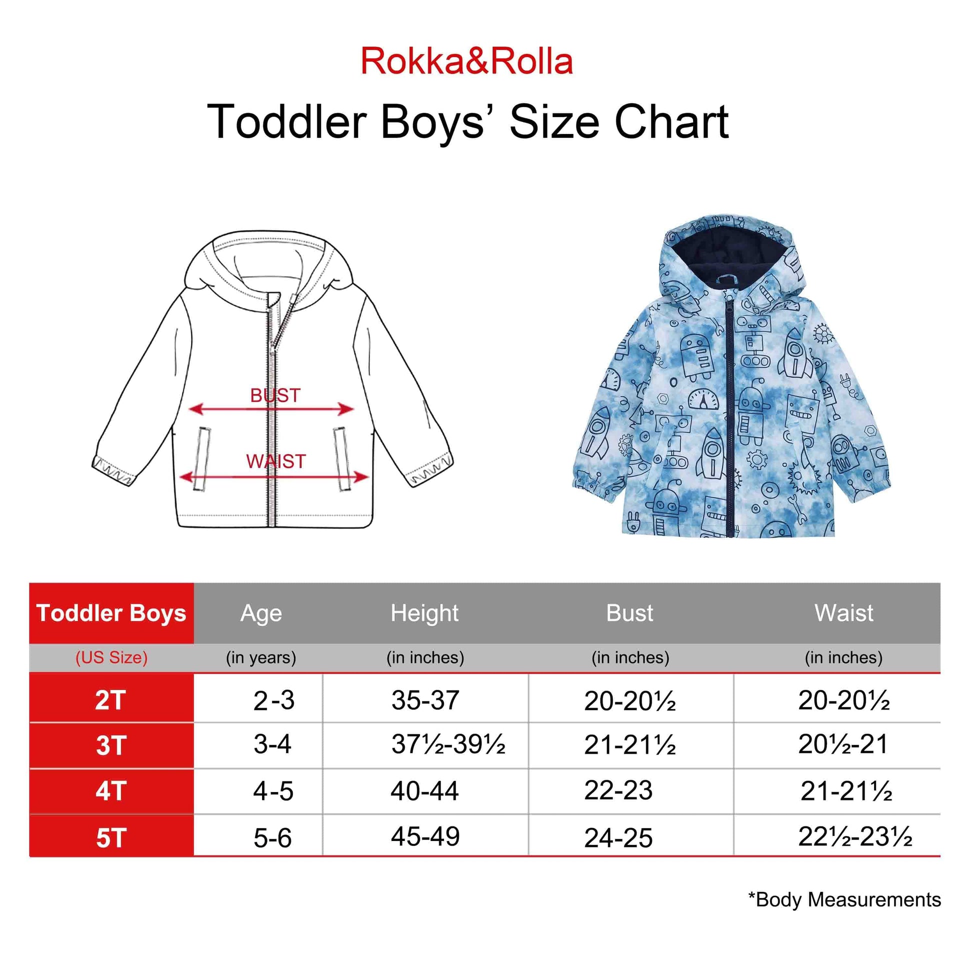 Toddler Boys' Outdoor Fleece Lined Cozy Light Windproof Jacket with Hood Coats & Jackets Rokka & Rolla