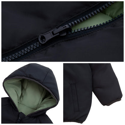 Toddler Boys' Reversible Lightweight Hooded Puffer Jacket - Green/Black Baby & Toddler Outerwear Rokka&Rolla