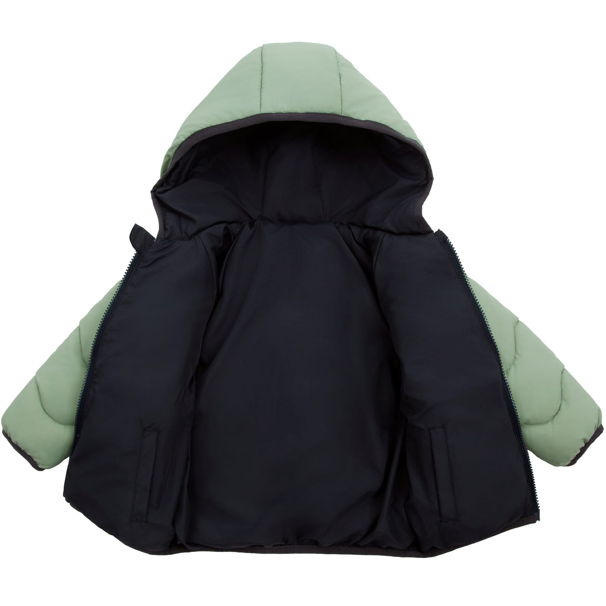 Toddler Boys' Reversible Lightweight Hooded Puffer Jacket - Green/Black Baby & Toddler Outerwear Rokka&Rolla