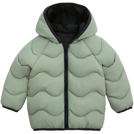 Toddler Boys' Reversible Lightweight Hooded Puffer Jacket - Green/Black Baby & Toddler Outerwear Rokka&Rolla