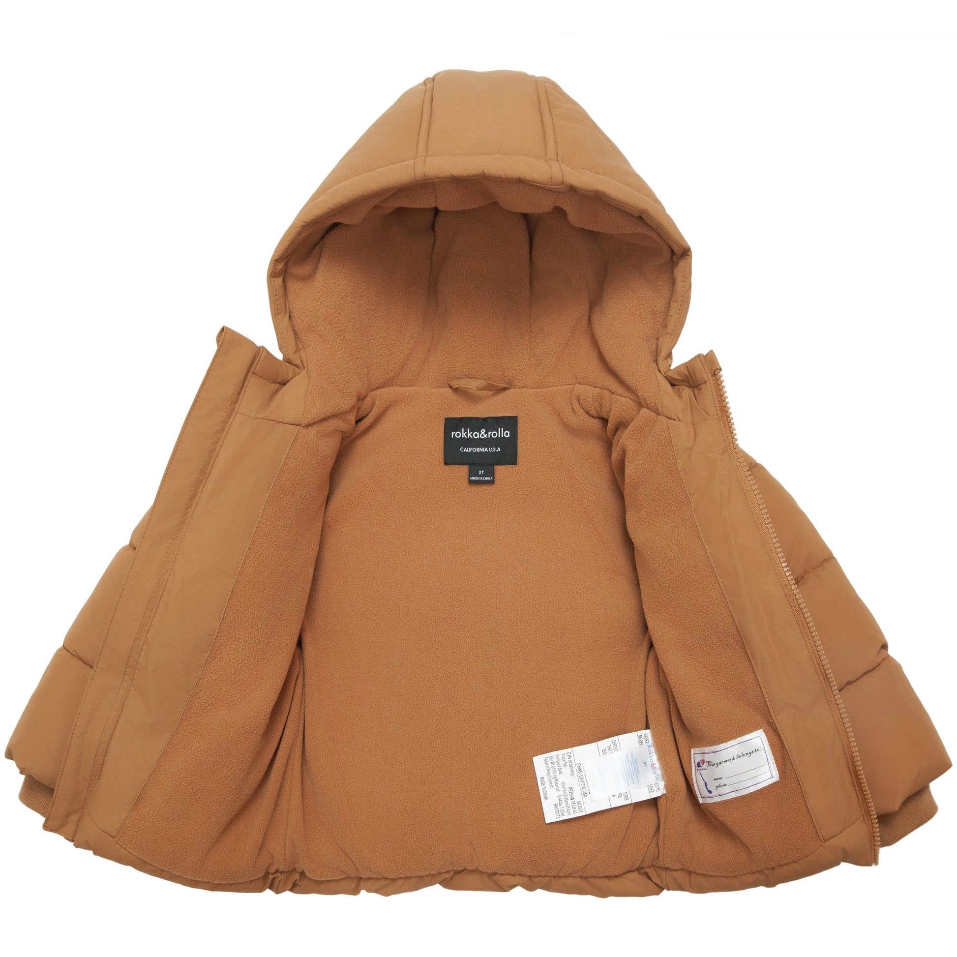 Toddler Boys' Water-Resistant Fleece Lined Ripstop Puffer Jacket Rokka&Rolla
