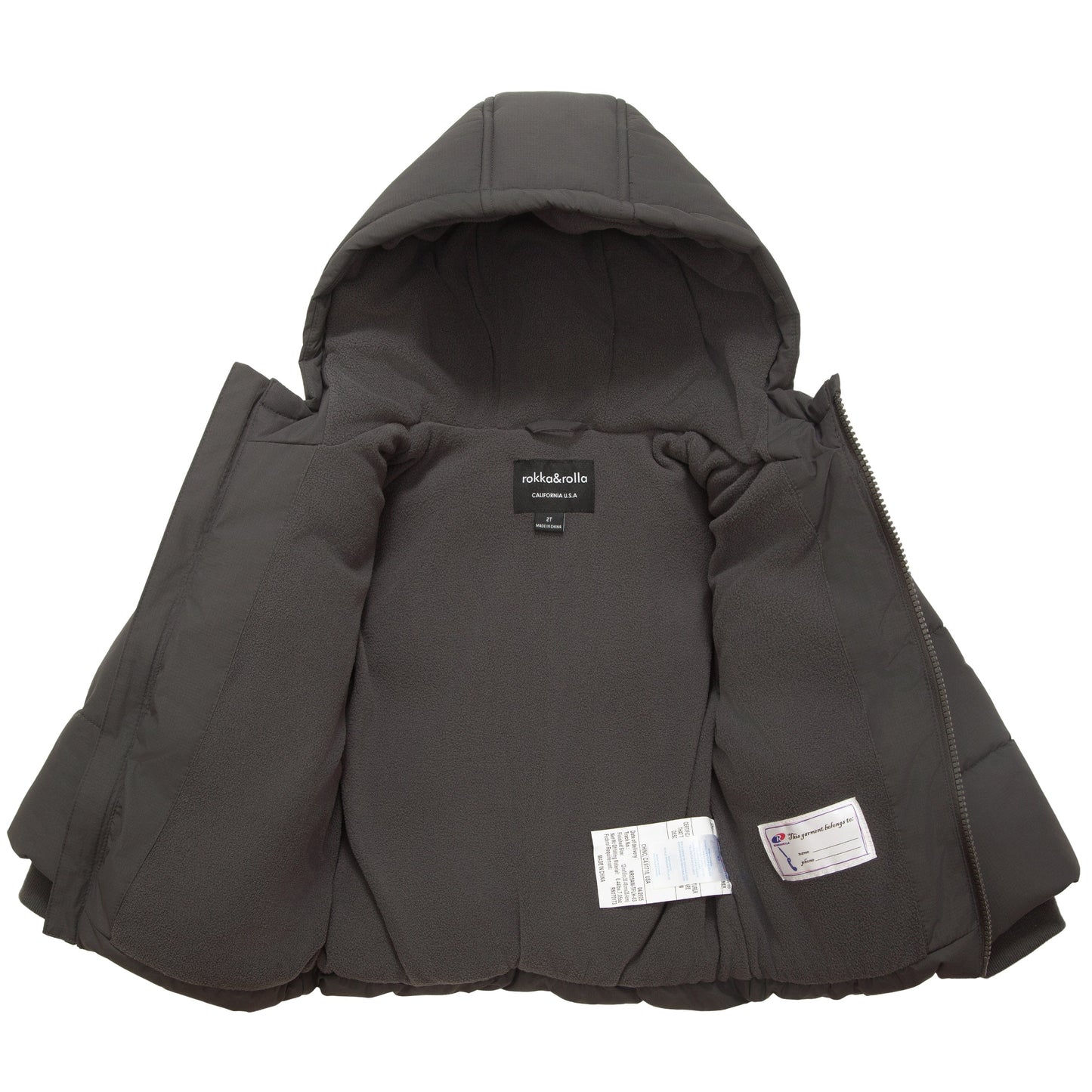 Toddler Boys' Water-Resistant Fleece Lined Ripstop Puffer Jacket Rokka&Rolla
