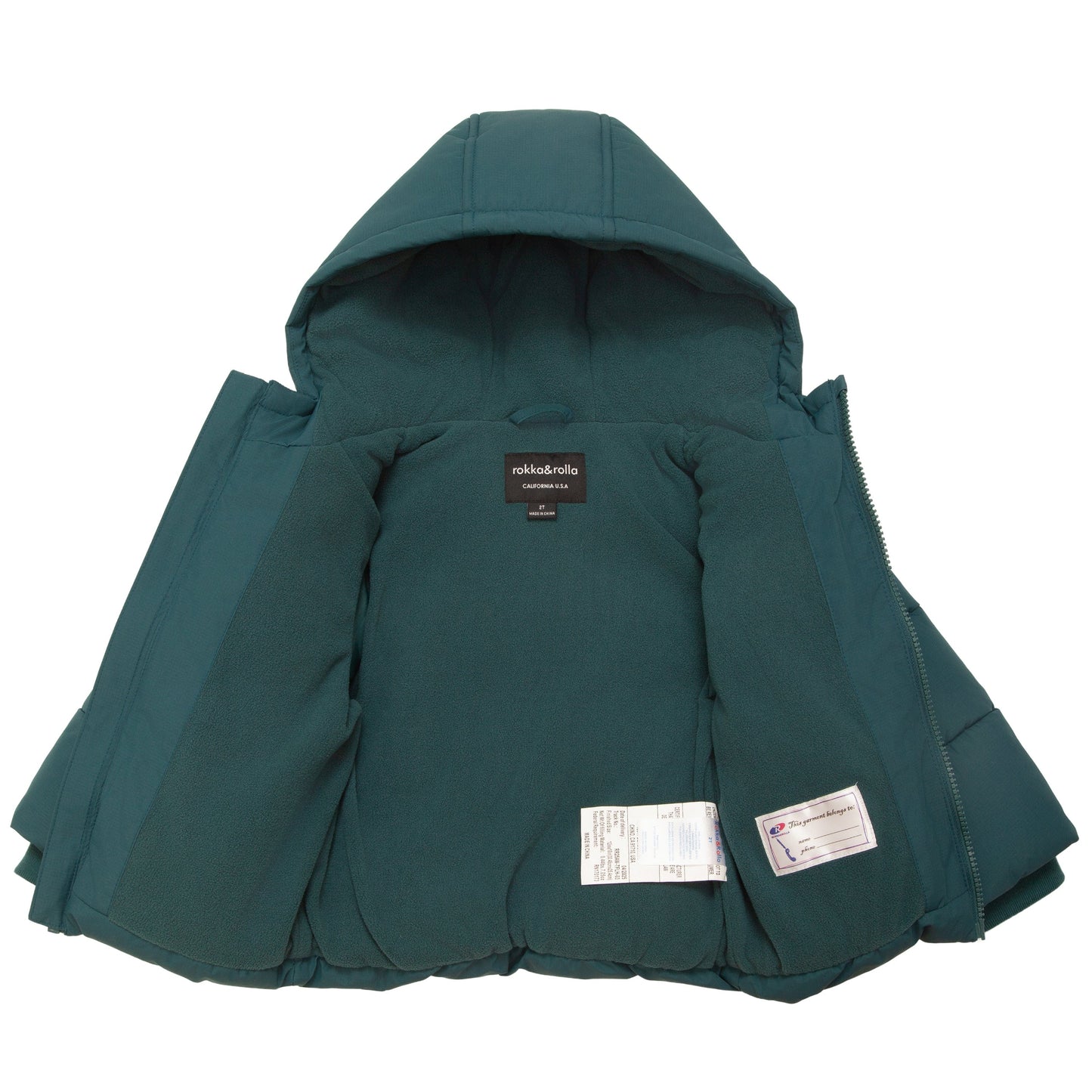 Toddler Boys' Water-Resistant Fleece Lined Ripstop Puffer Jacket Rokka&Rolla