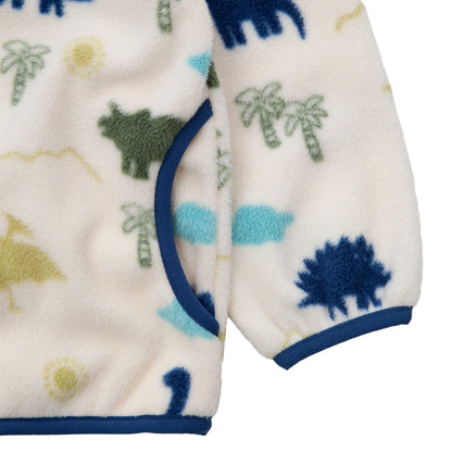 Toddler Fleece Jacket with Stand-Up Collar - Cream Dino Baby & Toddler Outerwear Rokka&Rolla