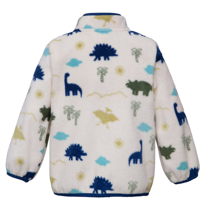 Toddler Fleece Jacket with Stand-Up Collar - Cream Dino Baby & Toddler Outerwear Rokka&Rolla
