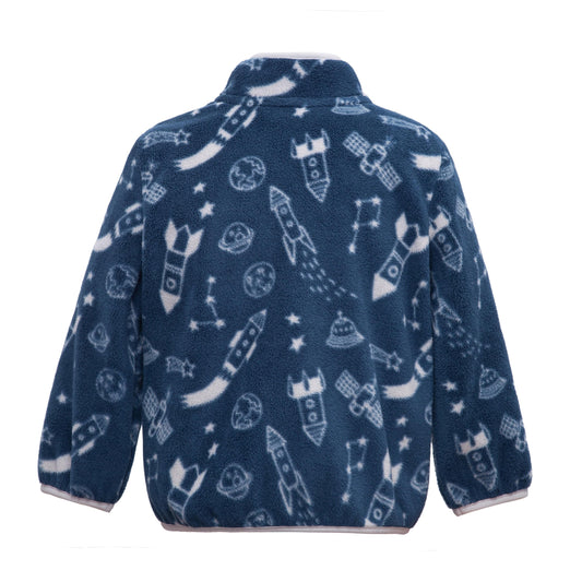 Toddler Fleece Jacket with Stand-Up Collar - Navy Rocket Baby & Toddler Outerwear Rokka&Rolla