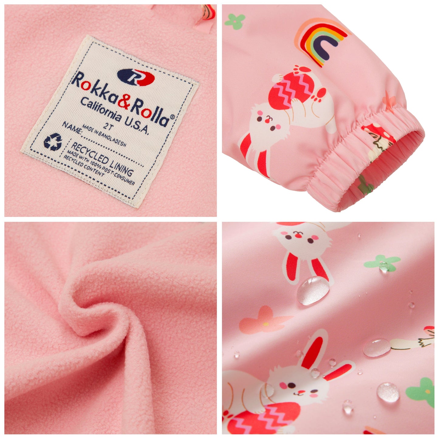 Toddler Gils' Cozy Comfort Full Zip Hooded Fleece Lined Windproof Lightweight Jacket - Rokka&Rolla