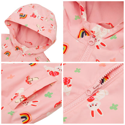 Toddler Gils' Cozy Comfort Full Zip Hooded Fleece Lined Windproof Lightweight Jacket - Rokka&Rolla