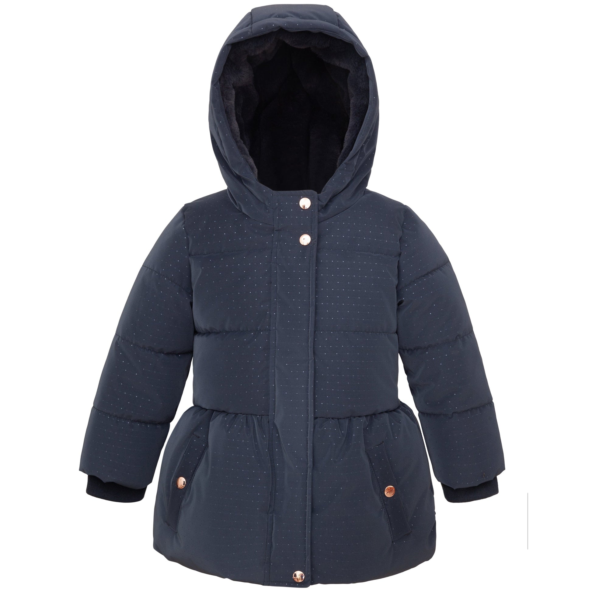 Toddler Girls' Soft Faux Mini-Fur Lined Puffer Jacket Winter Coat Midnight Sky / 2T Rokka&Rolla