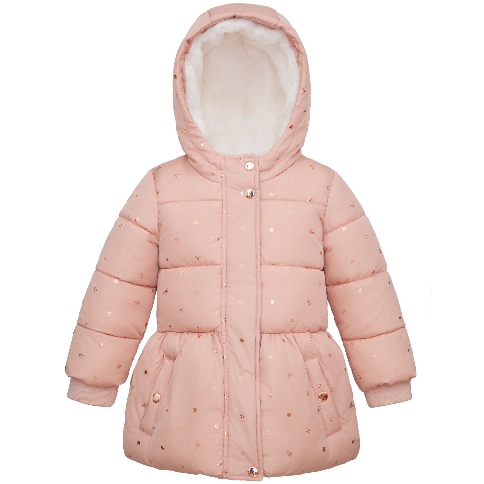 Toddler Girls' Soft Faux Mini-Fur Lined Puffer Jacket Winter Coat Rosy Glow / 2T Rokka&Rolla