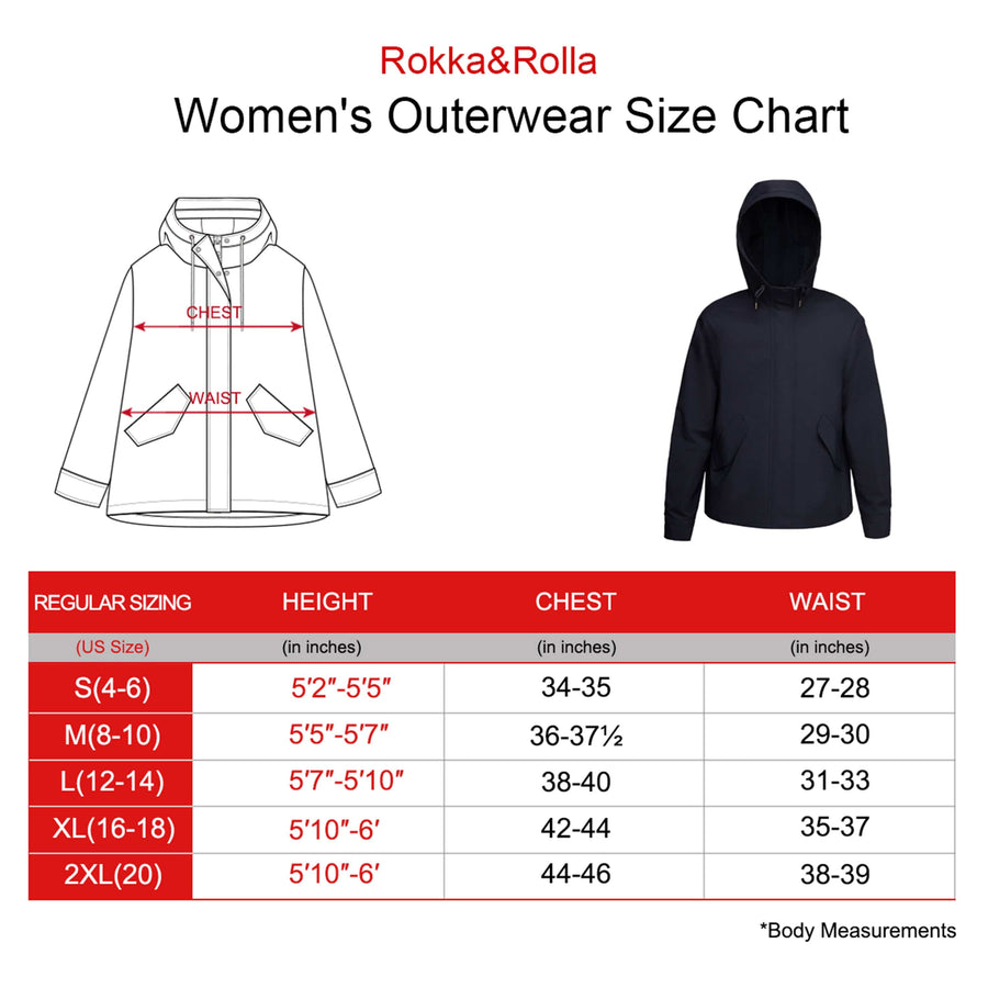 Women's Deluxe Water-Resistant Windbreaker Coats & Jackets Rokka & Rolla