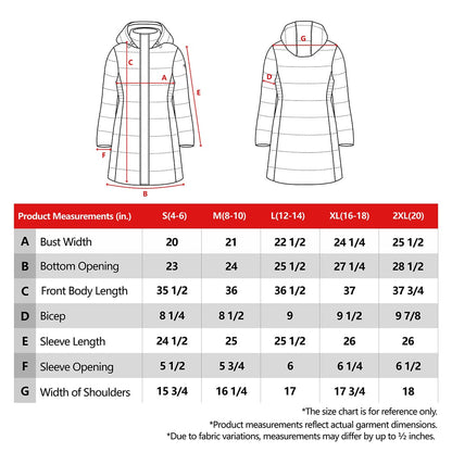 Women's Hooded Winter Long Coat Water Resistant Puffer Jacket Insulated Full Length Warm Outerwear - Black Coats & Jackets Rokka&Rolla