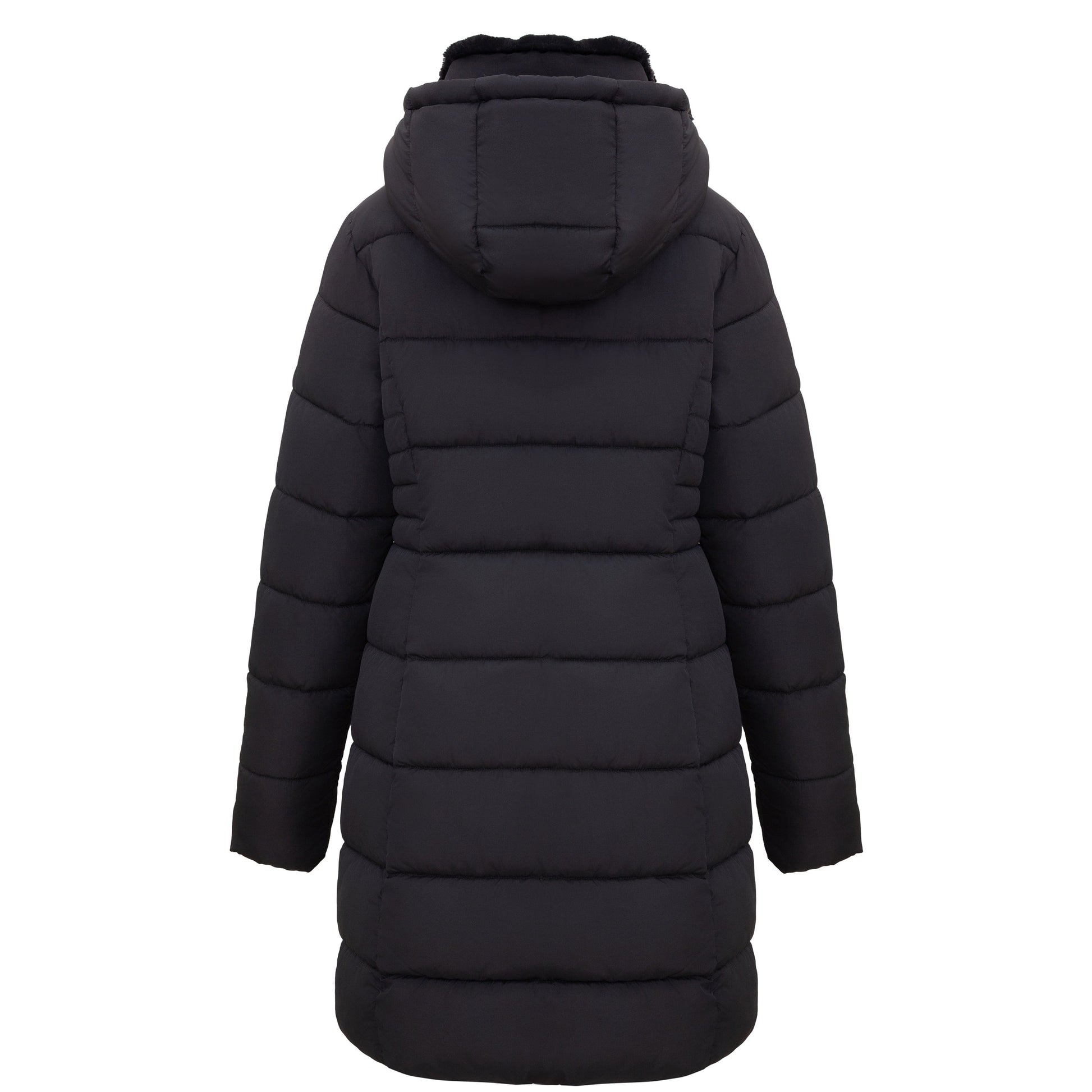 Women's Hooded Winter Long Coat Water Resistant Puffer Jacket Insulated Full Length Warm Outerwear - Black Coats & Jackets Rokka&Rolla